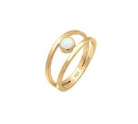 Elli Ring Damen Bandring Zweireihig Synthetischer Opal 925 Silber