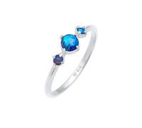 Elli, Ring Trend Bandring Trio Geo Vintage Opale 925 Silber in blau, Schmuck für Damen Gr. 54 mm