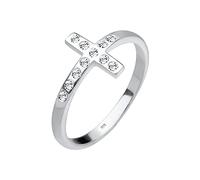 Elli Ring Damen Blogger Kreuz mit Kristallen in 925 Sterling Silber