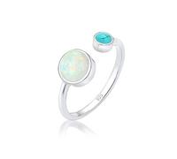 Elli Ring Damen Boho Offen Verstellbar mit Opal und Howlith Edelstein