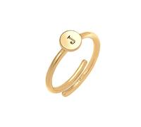 Elli Ring Damen Buchstabe A Kreis Verstellbar Basic in 925 Sterling Silber Vergoldet
