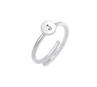 Elli, Ring Buchstabe J Kreis Verstellbar 925 Sterling Silber in silber, Schmuck für Damen Gr. verstellbar