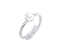 Elli Ring Damen Buchstabe L Kreis Verstellbar Basic in 925 Sterling Silber Vergoldet