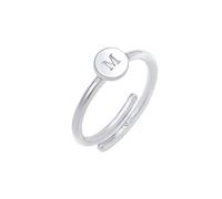 Elli Ring Damen Buchstabe M Kreis Verstellbar Basic in 925 Sterling Silber Vergoldet