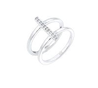 Elli Ring Damen Doppelring Geo mit Kristalle in 925 Sterling Silber