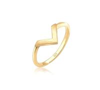 Elli, Ring Geo V-Form Basic Matt Minimal Trend 925 Silber in gold, Schmuck für Damen Gr. 58 mm