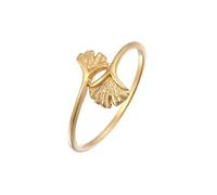Elli Ring Damen Ginkgo Blatt Natur Offen Verstellbar 375 Gelbgold