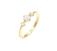 Elli Ring Damen Band Geo Vintage Trend mit Synthetischem Opal in 925 Sterling Silber