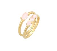Elli Solitärring »Quarz Rosa Stapelringe 2er Set 925 Silber«