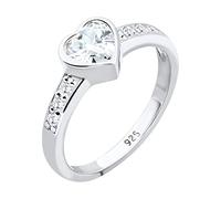 Elli Ring Damen Herz Symbol Verlobung mit Zirkonia Kristallen in 925 Sterling Silber