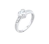 Elli Ring Damen Herz Symbol Verlobung mit Zirkonia Kristallen in 925 Sterling Silber