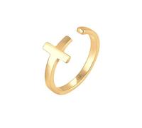 Elli Ring Damen Kreuz Geo Größenverstellbar 925 Sterling Silber vergoldet