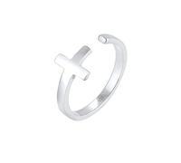 Elli Fingerring »Kreuz Geo Größenverstellbar 925 Sterling Silber«, silberfarben