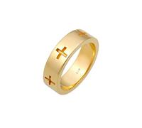 Elli, Ring Kreuz Cut Out Bandring Religiös Glaube 925 Silber in gold, Schmuck für Damen Gr. 58 mm