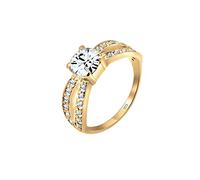 Ring Solitär Glamourös Kristall 925 Silber Elli Gold 58 (Artikelnummer: 4N942/40X58)