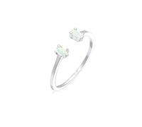 Elli Ring Damen Oval Geo Opal Offen Verstellbar in 925 Sterling Silber