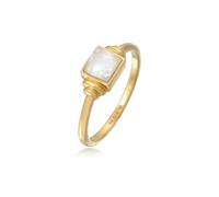 Elli PREMIUM - Mondstein Quadrat Vintage 925 Silber Ringe Damen