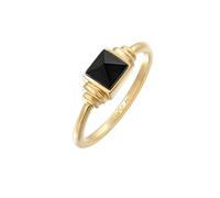Elli PREMIUM Ring Onyx Quadrat Vintage 925 Silber, gold Gold