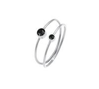 Elli Ring Damen Set Filigran mit Kristallen Schwarz in 925 Sterling Silber