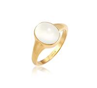 Siegelring ELLI "Siegelring Mondstein Oval 925 Silber" Gr. 54, gold, Fingerringe, Damen, 54mm, Silber 925 (Sterlingsilber) (22090706-54) gold