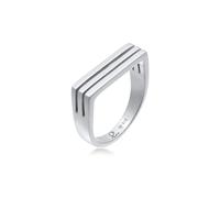 Elli Ring Damen Siegel Rechteck Rillen 925 Silber Rhodiniert