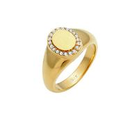 Elli Ring Damen Siegelring Elegant mit Kristallen aus 925 Silber | vergoldet