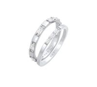 Elli Ring-Set »Zirkonia Rechteck Bandring 2er Set 925 Silber«, Bandring SIZE,52|54|56|58