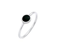 Elli Ring Damen Solitär Stapel Basic mit Emaille Schwarz in 925 Sterling Silber