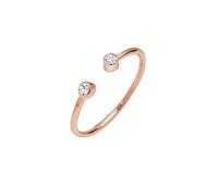 Elli Ring Damen Solitär Statement Offen mit Kristalle in 925 Sterling Silber Rosé vergoldet