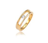 Elli Ring Damen Solitärring Klassisch mit Kristalle aus 925 Sterling Silber