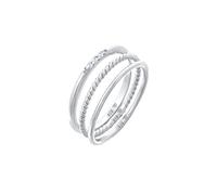 Elli Ring Damen Stacking Basic 3er Set mit Zirkonia Kristallen in 925 Sterling Silber