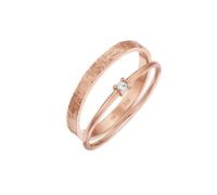 Elli Ring Damen Stapel 2er Set Solitär mit Glaskristall in 925 Sterling Silber