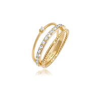 Elli Ring Damen Stapel Elegant Festlich Lagenlook mit Kristallen in 925 Sterling Silber