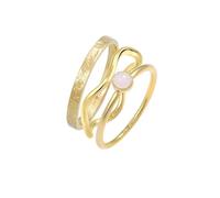 Elli Ring Damen Stapel Solitär Set mit Quarz Rosa 925 Silber
