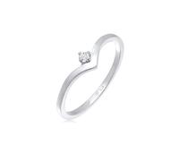 Elli Ring Damen Stapel V-Form mit Diamant (0.035 ct.) in 925 Sterling Silber