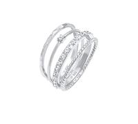 ELLI Ring Ring Kristalle Stapelring Gedreht 4er Set 925 Silber für Damen - 54