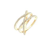 Elli Ring Damen Statement Wickel mit Kristallen in 925 Sterling Silber Vergoldet