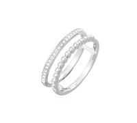 Elli Ring Damen Statement Zweireihig Kugel Silberfarben mit Kristallen