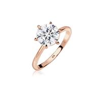 Elli Ring Damen Verlobung mit Kristall in 925 Sterling Silber Rosévergoldet
