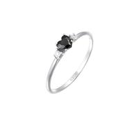 Elli Ring Damen Verlobungsring Herz mit Zirkonia Schwarz in 925 Sterling Silber