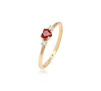 Elli Ring Damen Verlobungsring Herz Rot mit Zirkonia Kristallen 925 Silber | Vergoldet