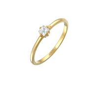 Elli Ring Damen Verlobungsring Solitär Klassisch mit Zirkonia in 925 Sterling Silber vergoldet