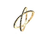 Elli Ring Damen Wickel X Kreuz mit Zirkonia Kristallen in 925 Sterling Silber Vergoldet