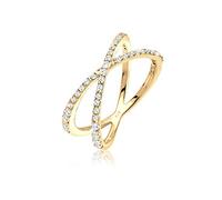 Elli Ring Damen Wickel X mit Zirkonia Kristallen 925 Silber Vergoldet