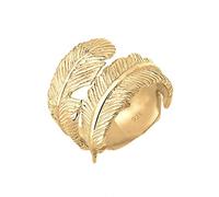 Elli Fingerring »Offen mit Feder Design 925 Silber«, goldfarben