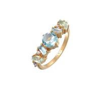 Elli Ring PREMIUM Ring Damen Klassik mit Topas, Mondstein und Amethyst in 925 Sterling Silber vergoldet