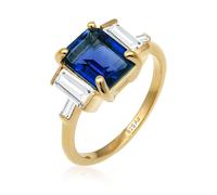 Elli PREMIUM Ring Silber 925 Vergoldet 24K Saphir Blau Topas Weiß Damen Schmuck Geschenke für Frauen Mädchen Mama Freundin, Fingerring Liebe Größe 58