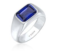 Elli PREMIUM - Siegelring Laborgezüchteter Saphir Dunkelblau 925 Sterling Silber Ringe 1 ct Damen