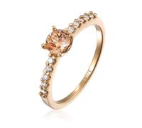 ELLI Ring Verlobungsring Morganit Diamanten Diamantschliff (0,04 Ct) 375 Gelbgold für Damen - 58