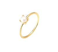 Elli, Ring Süsswasserperle Filigran 925 Sterling Silber in gold, Schmuck für Damen Gr. 52 mm